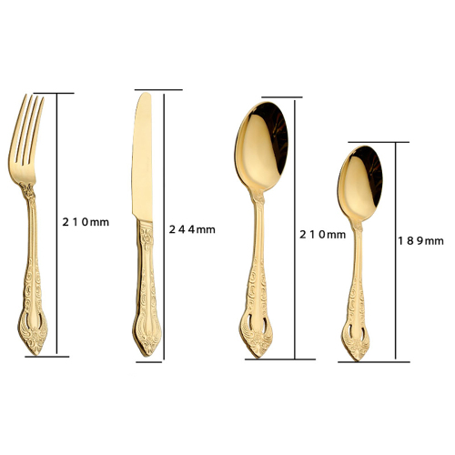 Luxury Gold Flatware Set Knife Fork Spoon and Tea Spoon Service for 1 Stainless Steel Tableware Cutlery Set