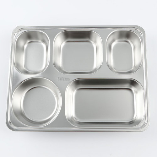 Stainless Steel Dinner Plate 5 Sections Tableware Plate For Food Table Plates For Dinner Lunch Kitchen