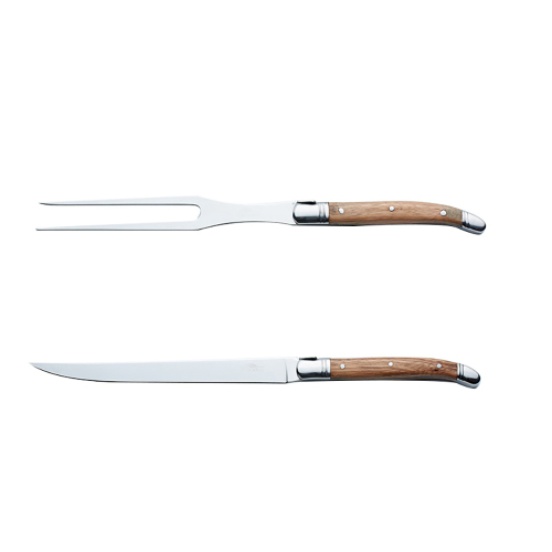 Lengthened Wooded Handle 304 Stainless Steel BBQ Forks and Knifes Set for Home Kitchen Outdoor