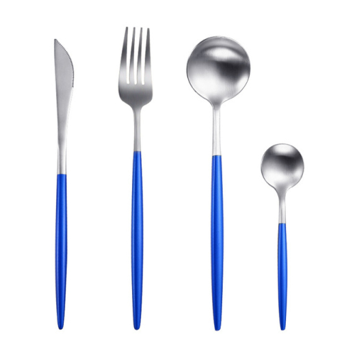 Cutlery Set Stainless Steel Tableware Kitchen Fork Spoon Knife Set Silver Blue