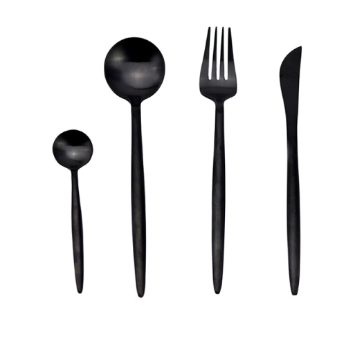 Cutlery Set Stainless Steel Spoon Tableware Kitchen Fork Spoon Knife Set Black