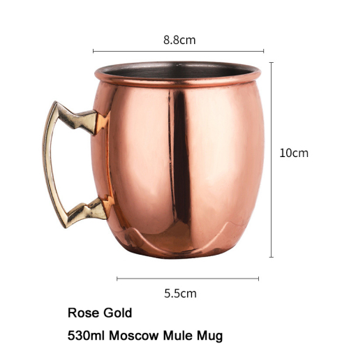 Stainless Steel 530ml Moscow Mule Mugs Rose Gold Glossy Surface
