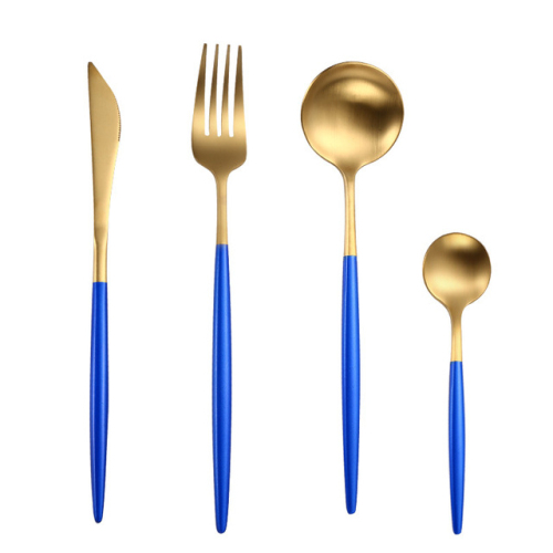 Cutlery Set Stainless Steel Spoon Tableware Kitchen Fork Spoon Knife Set Gold Blue