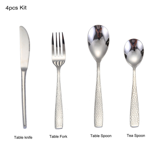 Hammered Silverware Stainless Steel Cutlery Set Dinnerware Knife Fork Spoon Set Dishwasher Safe