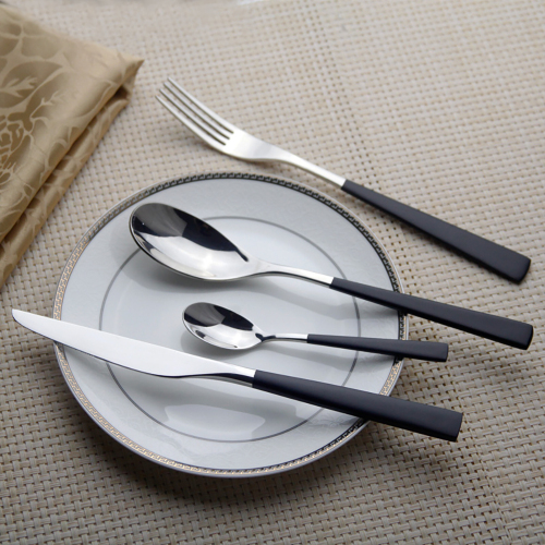 Stainless Steel Cutlery Set Matte Black Plated Flatware Set Knife Fork Spoon and Teaspoon