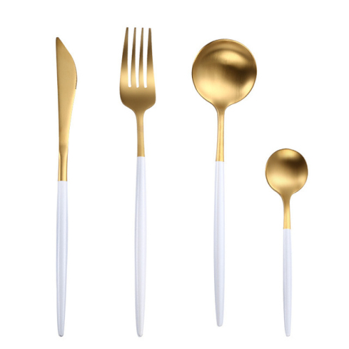Cutlery Set Stainless Steel Tableware Kitchen Fork Spoon Knife Set Gold White