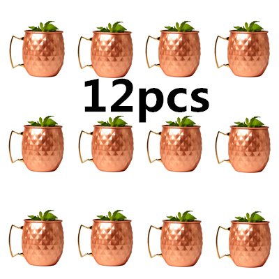 12pcs Sale 530ML/19OZ Stainless Steel Moscow Mule Cup Hammer Point Cup
