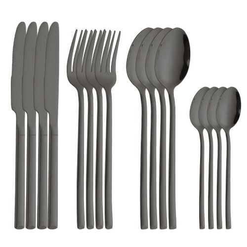 Black Stainless Steel Dinnerware Set Cutlery Set Serving For 4