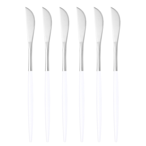 Stainless Steel Table Knife Cutlery Set 6pcs Silver White