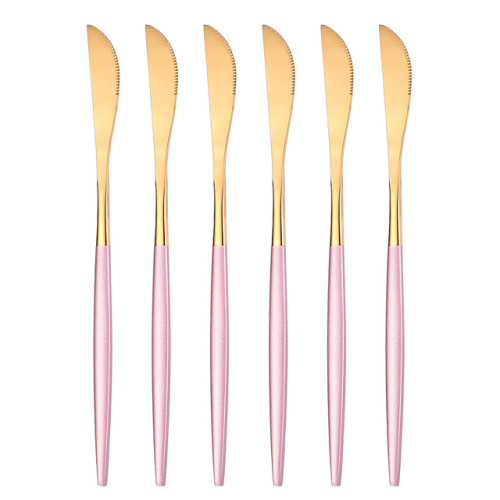 Stainless Steel Table Knife Cutlery Set 6pcs Gold Pink