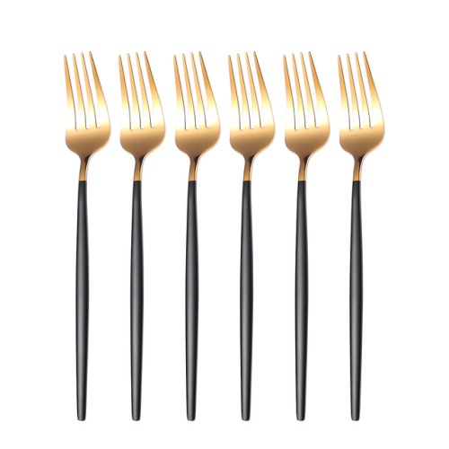Stainless Steel Table Fork Set 6pcs Gold black