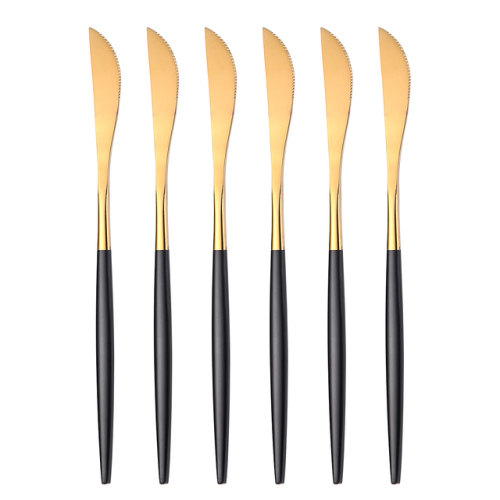 Stainless Steel Table Knife Cutlery Set 6pcs Gold Black