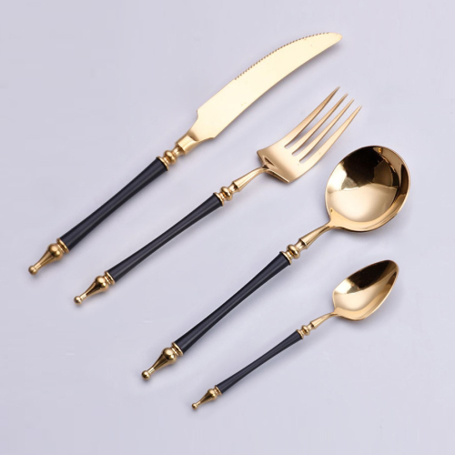 Black Gold Matte Flatware Cutlery Set 18/10 Stainless Steel Food Tableware