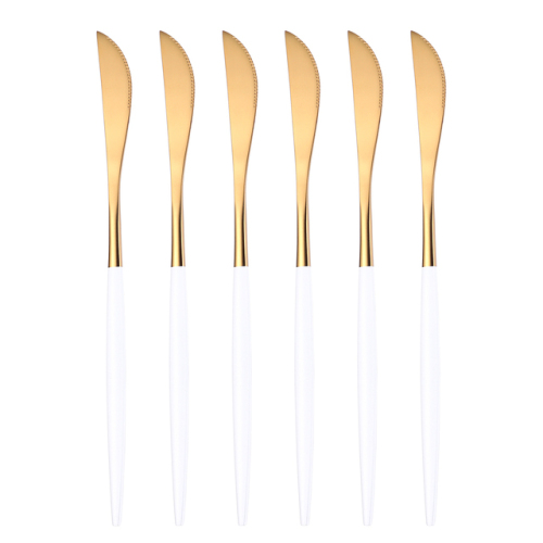Stainless Steel Table Knife Cutlery Set 6pcs Gold White