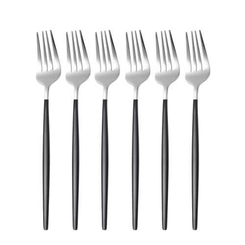 Stainless Steel Table Fork Set 6pcs Silver Black