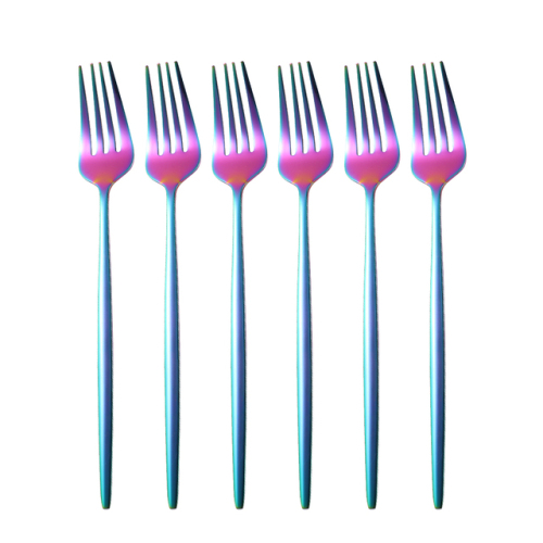 Stainless Steel Table Fork Set 6pcs Rainbow Colorful