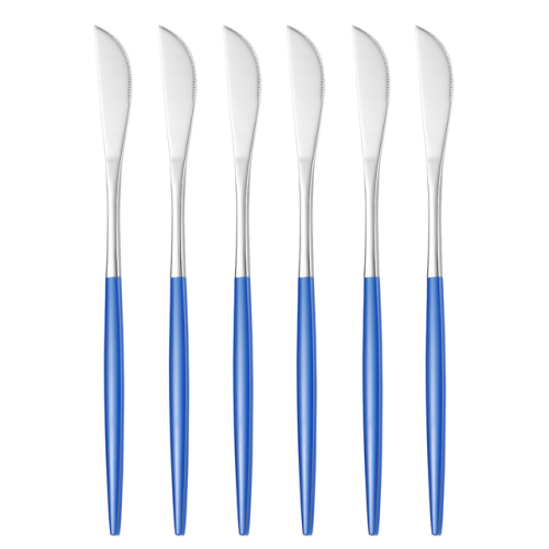 Stainless Steel Table Knife Cutlery Set 6pcs Silver Blue