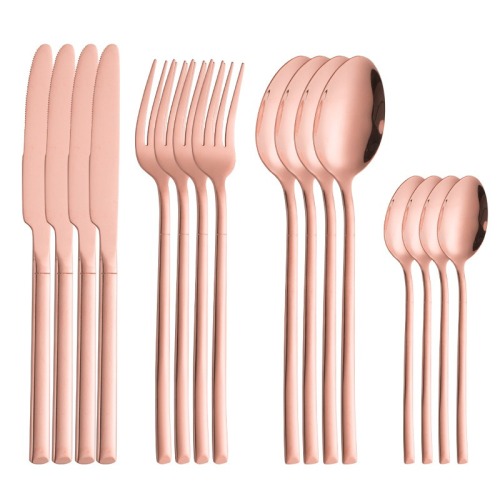 Rose Gold Stainless Steel Dinnerware Set Cutlery Set Serving For 4