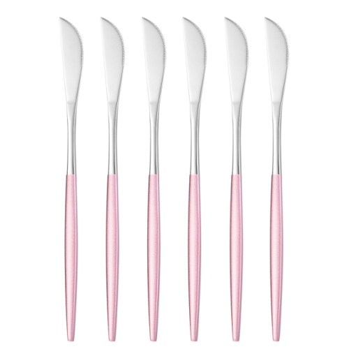 Stainless Steel Table Knife Cutlery Set 6pcs Silver Pink