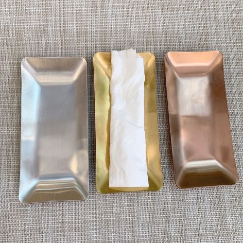 Silver gold rose gold matte towel trays stainless steel trays