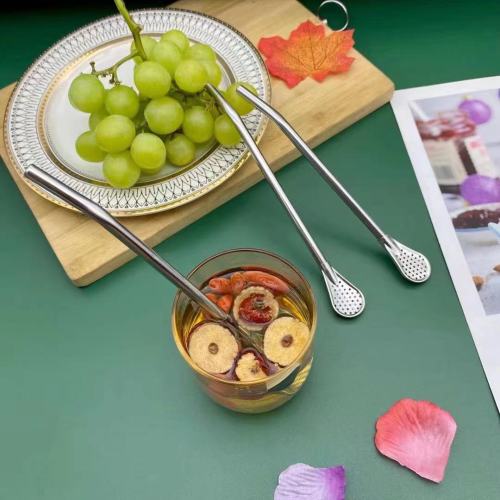 7-Inch 3-in-1 Straw Spoon, Stainless Steel Stirring Straw Bar Accessories