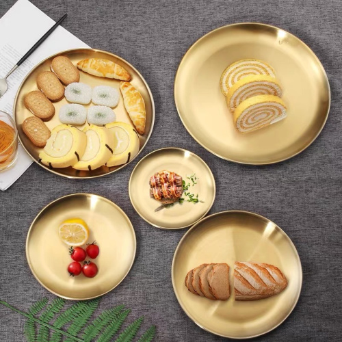 European-style dinner plate golden silver dinner plate for barbecue
