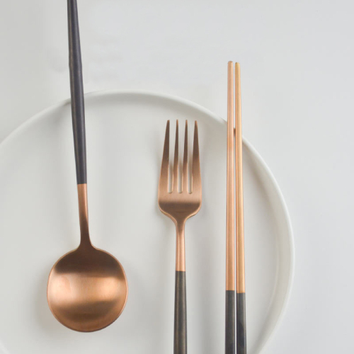 Pink Gold Western Tableware Steak Knife Fork Coffee Spoon Chopsticks
