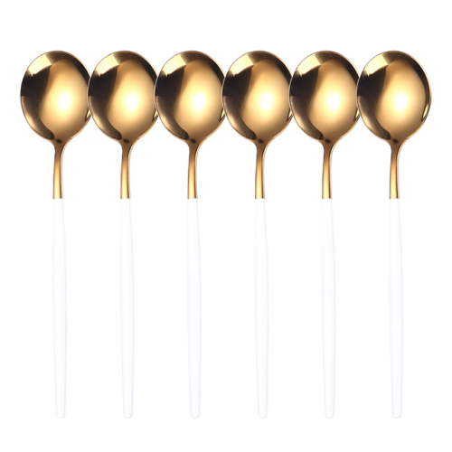 Stainless Steel Spoon Set 6pcs Gold White