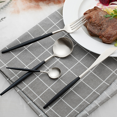 Black Stainless Steel Dinner Set Silver Home Tableware Set