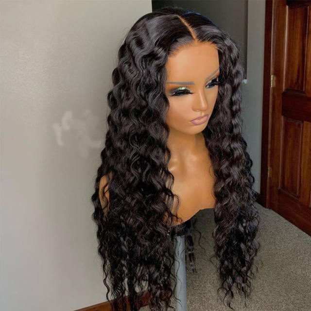 Deep Wave Lace Closure Human Hair Wigs With Baby Hair