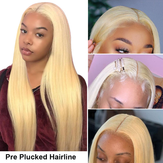 [Caribbean Star ] 613 Blonde Silky Straight 13x4 Lace Front Human Hair Wigs With Baby Hair