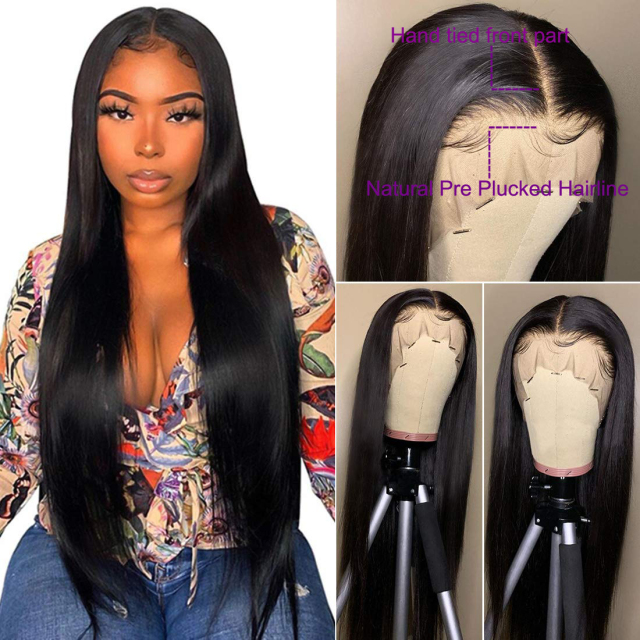 Straight human hair wig cover Malaysian natural black hair