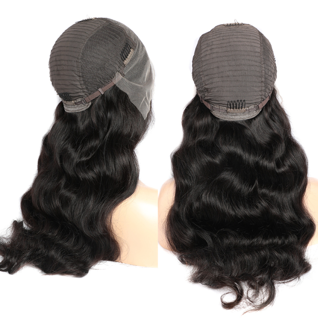 Body Wave Transparent lace wigs 180% density natural black