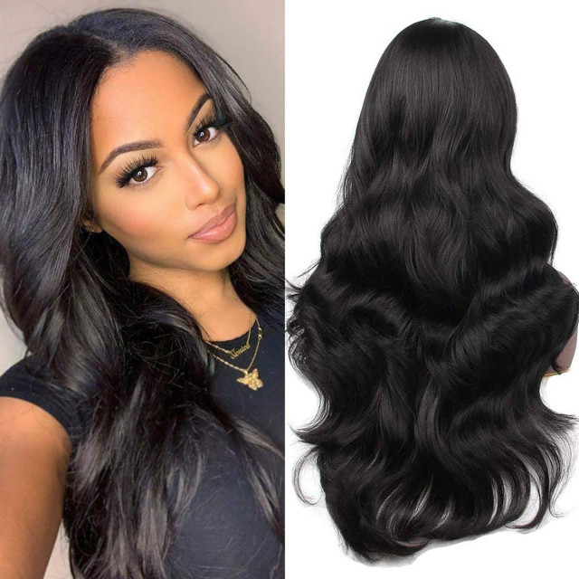 Body Wave Transparent lace wigs 180% density natural black