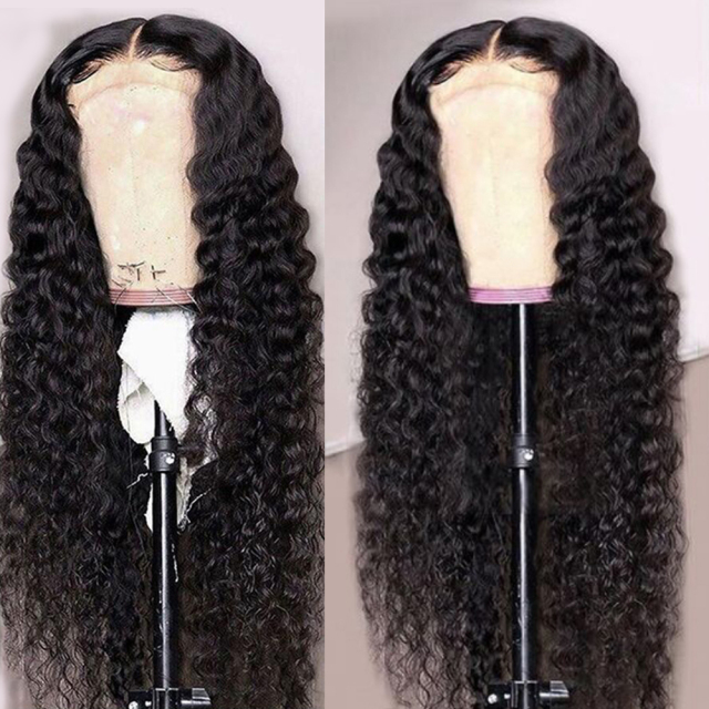 Brazilian deep wave lace front wig for Black women pre-plucked 13x4 lace front human hair wig curler's hair