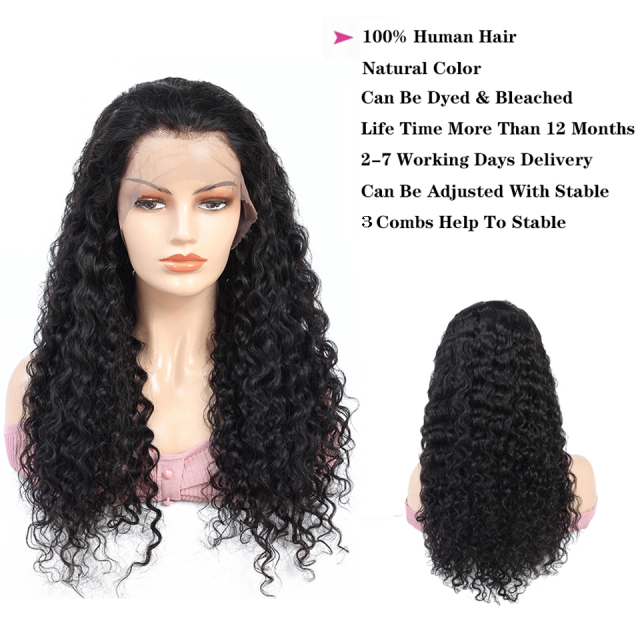 Brazilian deep wave lace front wig for Black women pre-plucked 13x4 lace front human hair wig curler's hair