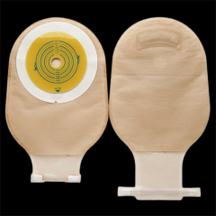 One Piece Flange Vented Ostomy Open Pouch Bags with Strip Closure