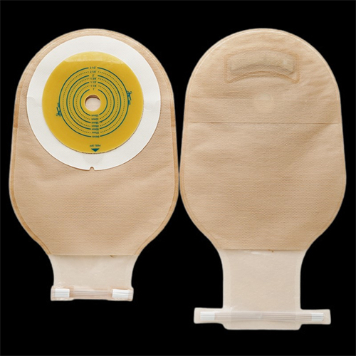 One Piece Flange Vented Ostomy Open Pouch Bags with Strip Closure