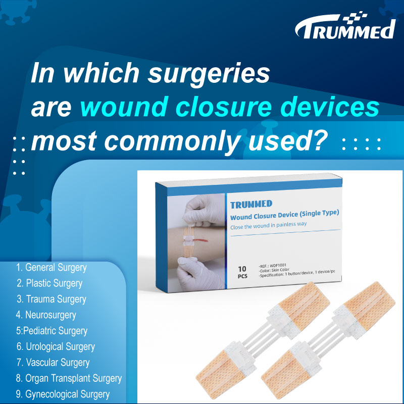 In which surgeries are wound closure devices most commonly used?