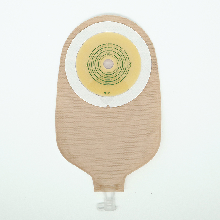 Anti-Curling One Piece Urostomy Bag with Non-woven Bordered Hydrocolloid Skin Barrier 45mm 50mm 60mm