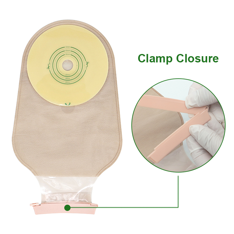 Hypoallergenic One Piece Drainable Ostomy System with Clamp Closure 45mm 50mm 60mm 70mm 80mm 90mm