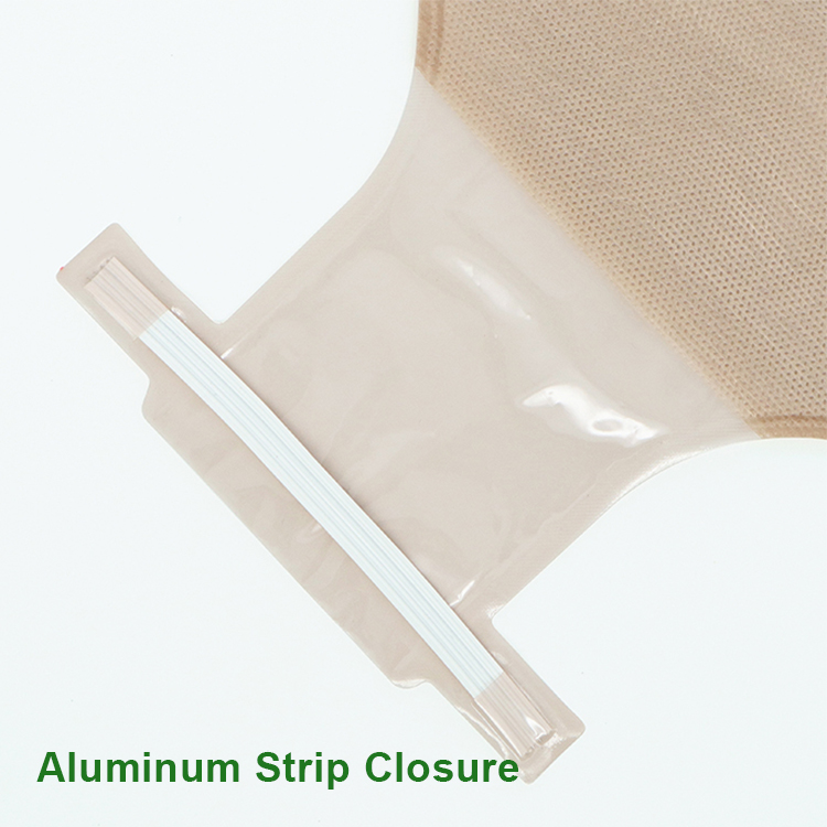 Anti-Curling One Piece Open Ostomy Bag with Aluminum Strip Type Closure 50mm 60mm 70mm