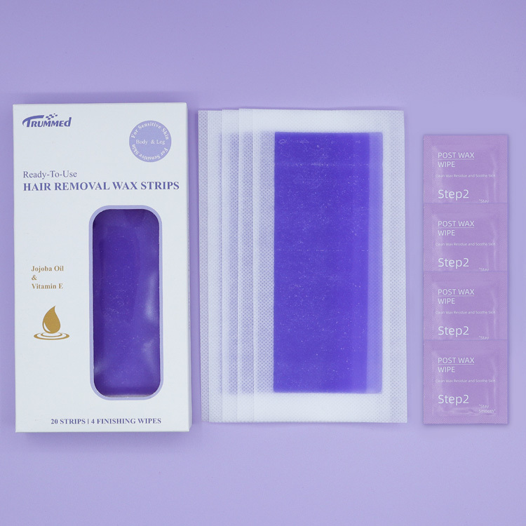 Trummed Purple Wax Strips for Hair Removal, For Sensitive Skin Body and Leg