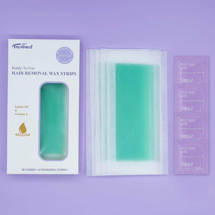 Trummed Green Hair Removal Waxing Strips, for Sensitive Skin Body and Leg