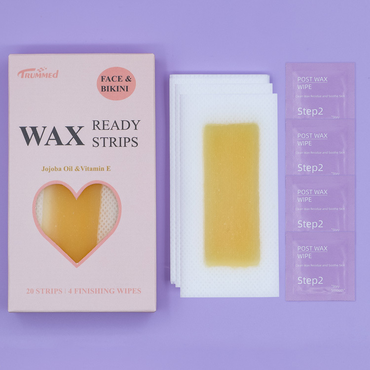 Trummed Ready To Use Facial Wax Strips Hypoallergenic Hair Removal Face Waxing Strips for Sensitive Skin Face and Bikini Area
