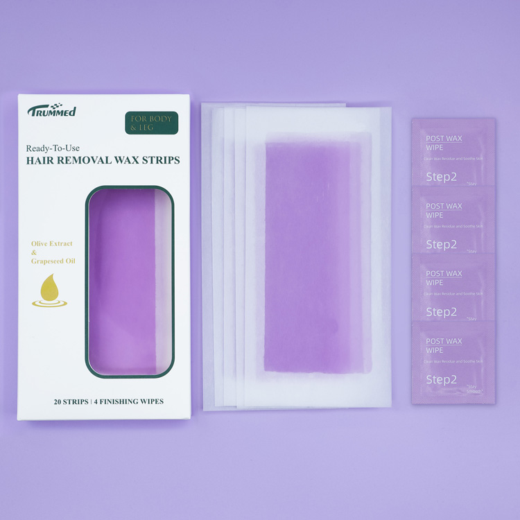 Trummed Light Purple Colored Wax Strips Custom Ready To Use Wax Strips for Body and Leg Hair Removal