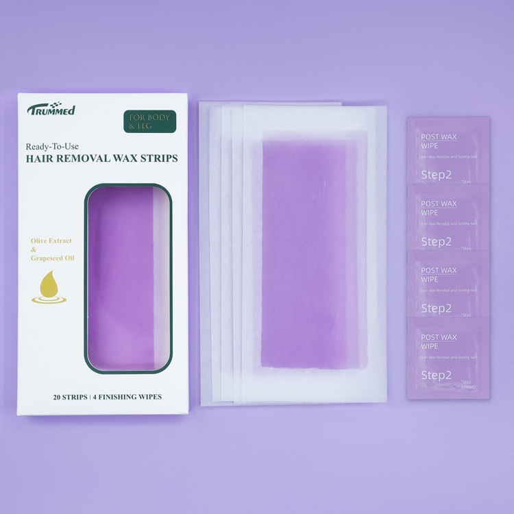 Trummed Light Purple Colored Wax Strips Custom Ready To Use Wax Strips for Body and Leg Hair Removal