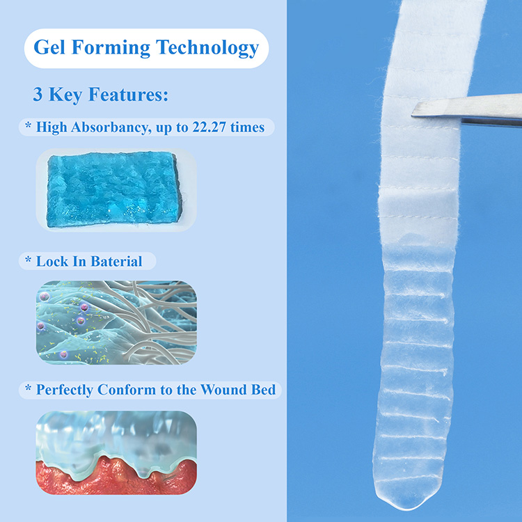 Trummed CMC Hydrofiber Wound Dressing CMC Fiber Dressing for Moderate to Heavy Exudate Wounds