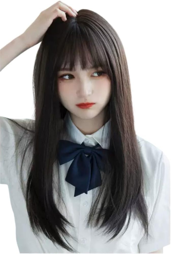 ウィッグ ロング ストレート ウイッグ セミロング 黒髪 女装 フルウィッグ ロリータ コスプレ かつら wig 小顔 自然 耐熱 (セミロング 黒髪)