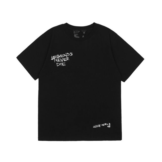 Vlone x Juice WRLD Hip Hop Pink V Tee T-shirt (Black/White)